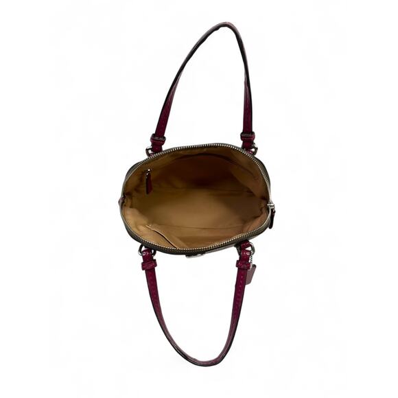 Coach Signature Dome Satchel with Magenta Patent Leather Trim - Picture 15 of 16